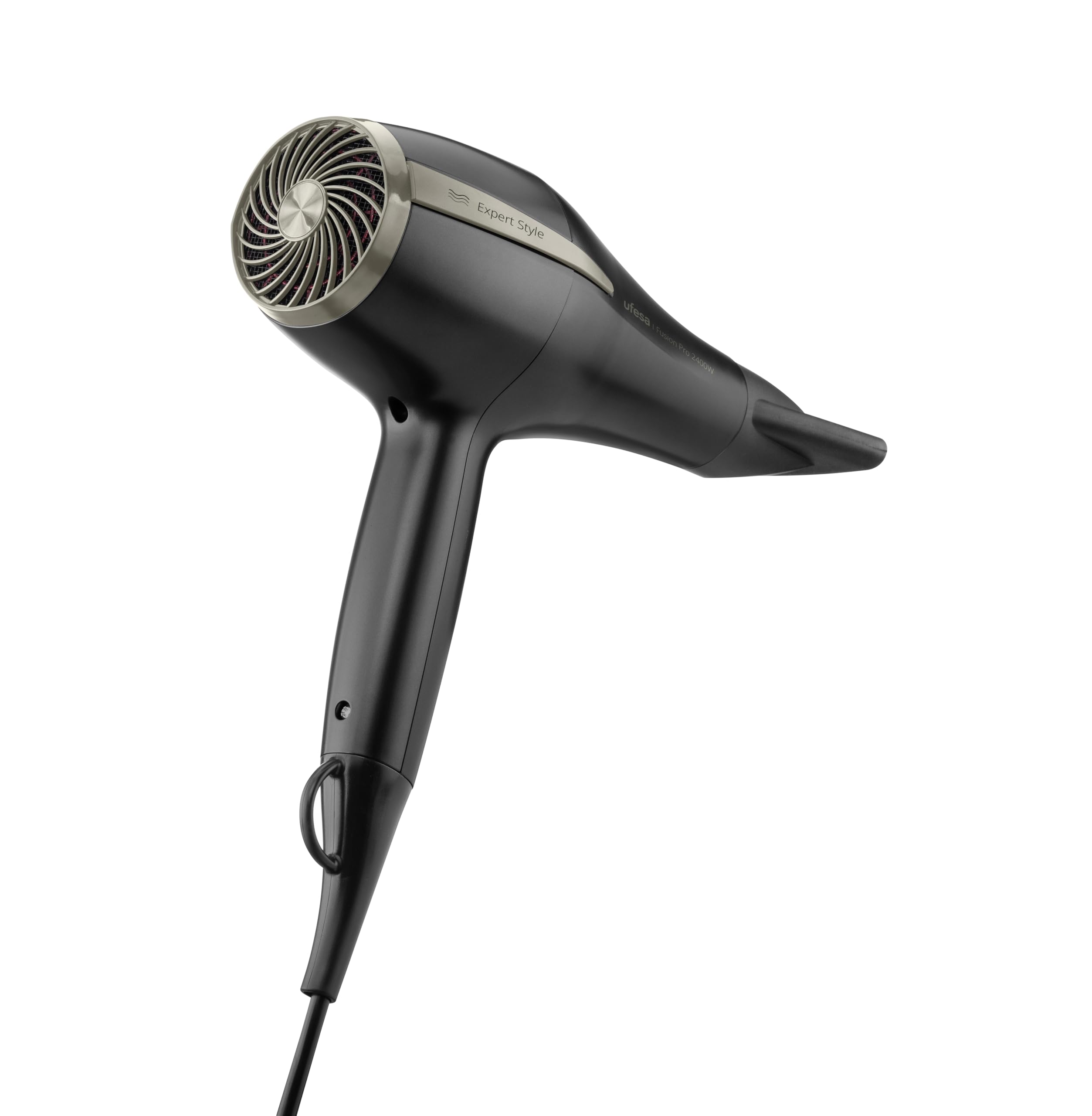 Ufesa Asciugacapelli Professionale Fusion Pro 2400W, motore AC, tecnologia AirPro, elimina il crespo, include diffusore e concentratore, 2 velocità, 3 temperature, colpo d’aria fredda, nero