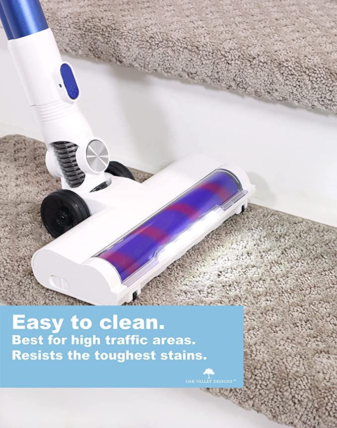 Miniatura 3 de Oak Valley Designs Alfombra redondeada de bullnose para escaleras, tapetes antideslizantes para escaleras de madera, estilo dije de bahía, gris