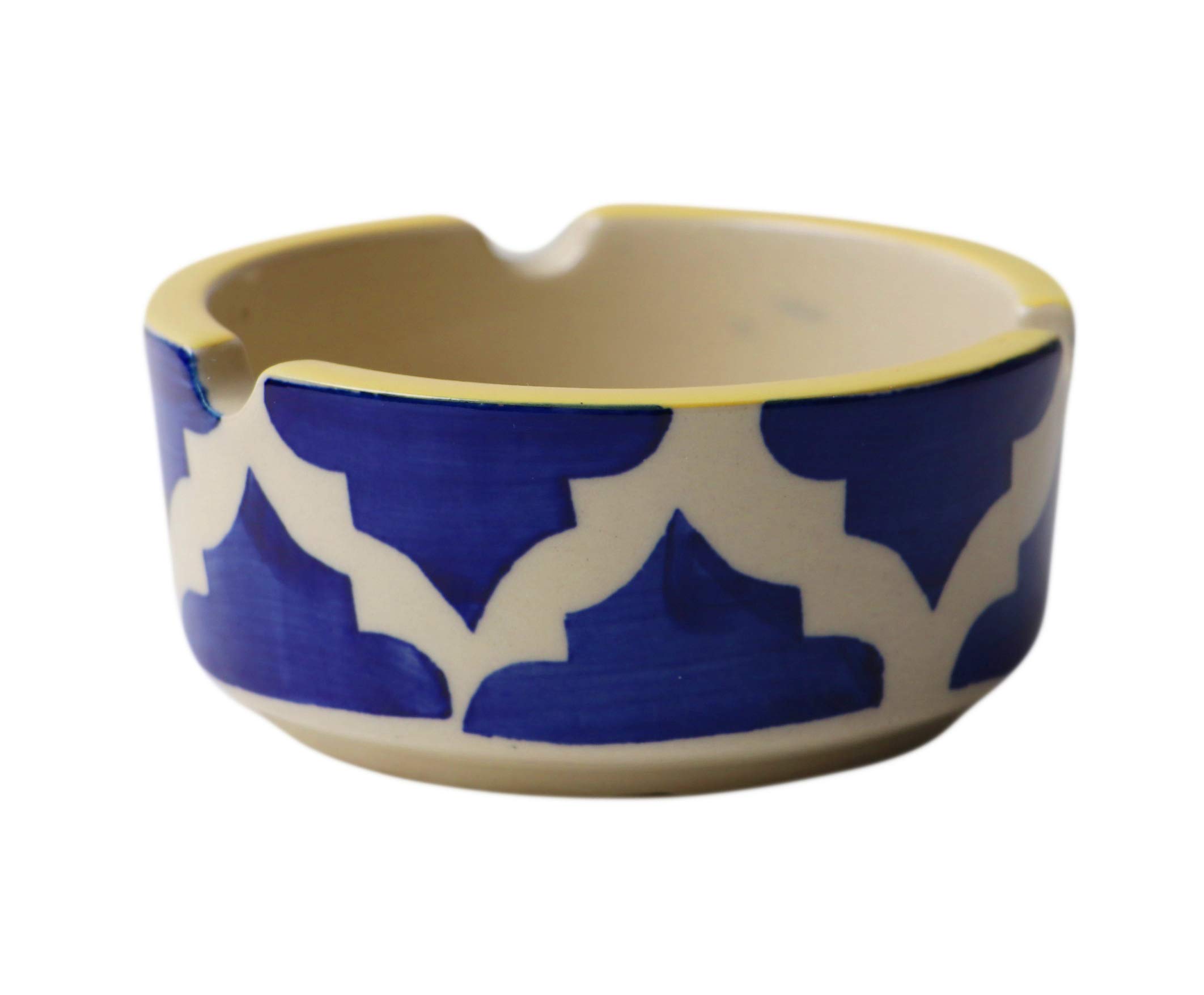 HS HINDUSTANI SAUDAGAR Blue Umrao ceramic ashtray set of 1 handmade easy to clean smoke ash holder for home office bar café restaurant hotel & tabletop indoor décor gift for men women & bachelors