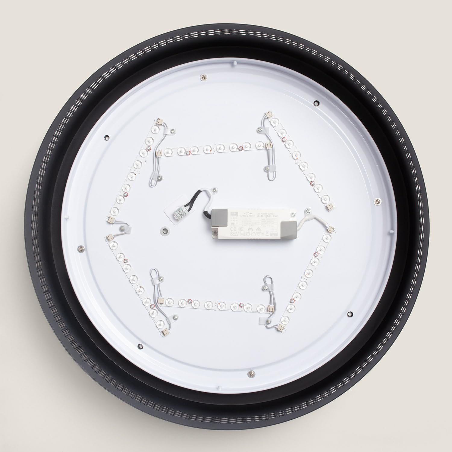 LEDKIA Plafón de Techo LED 40W Acero Saska L Negro Mate | Ideal para Cocina, Comedor, Habitación