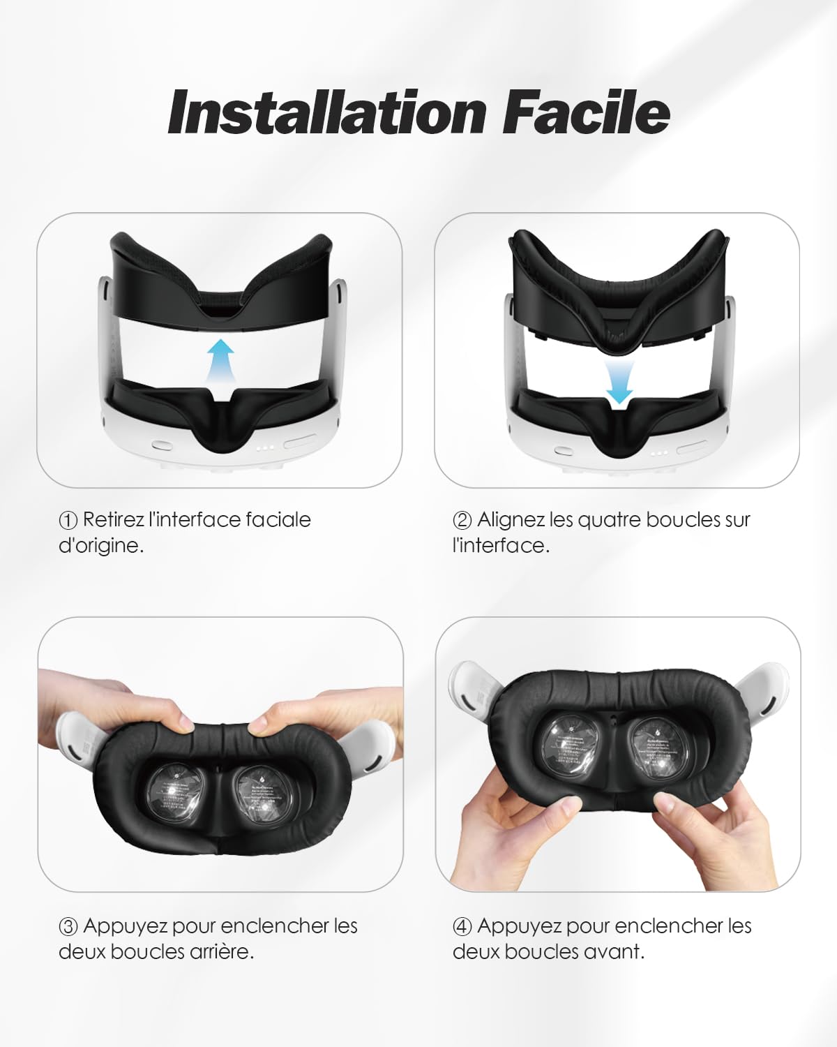SUPERUS Interface Faciale & Face Cover Pad pour Meta Quest 3 - Accessoires VR Compatible avec Meta/Oculus Quest 3, Coussin en Cuir PU Souple Anti-Fuite de Lumière pour Quest 3