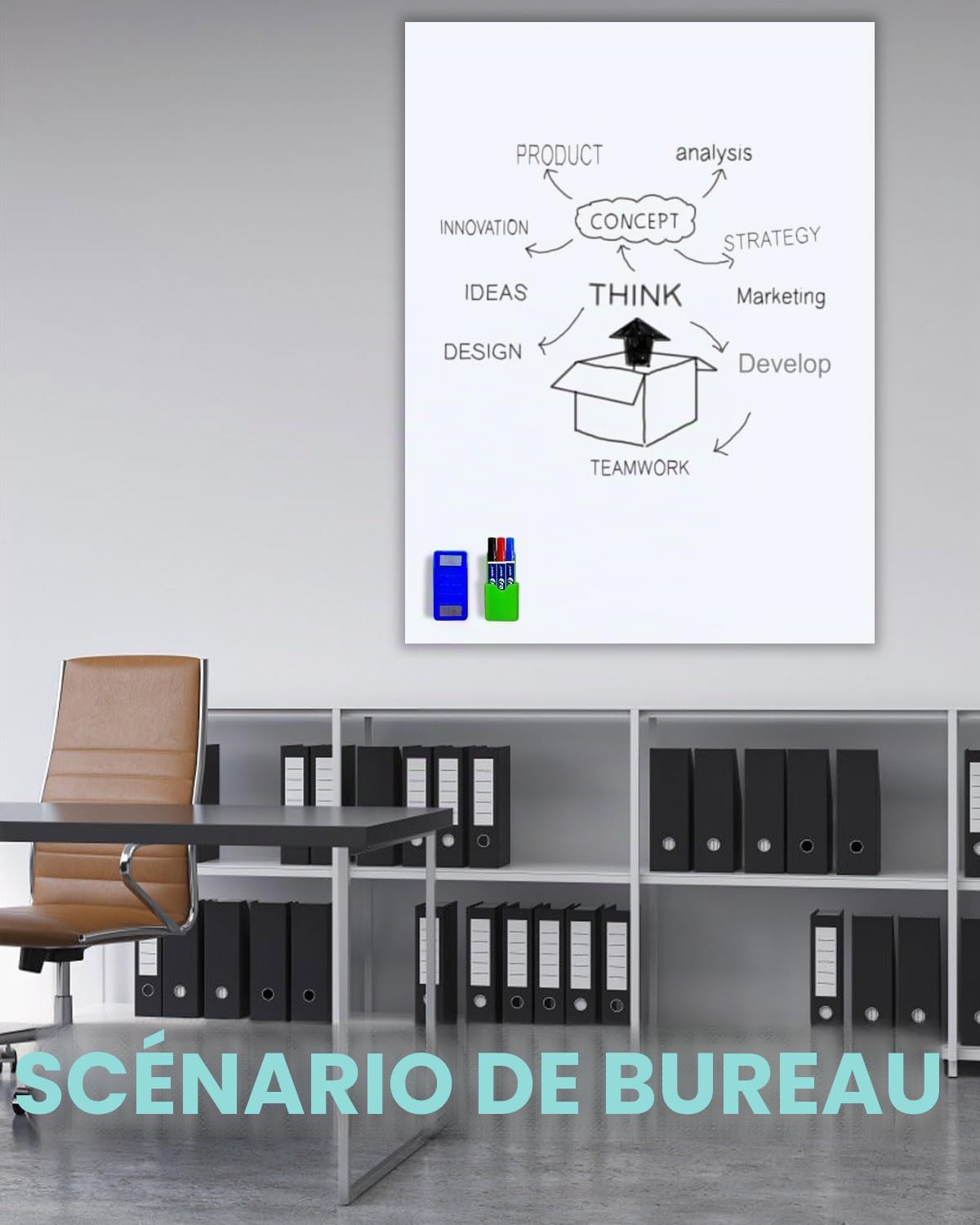 Tableau Blanc Magnétique, Tableau Magnétique Autocollant, Tableau Blanc Effacable Magnetique, Matériau PET Ecologique, Adsorption Magnétique, pour l’école/Bureau/Maison (50×100cm)