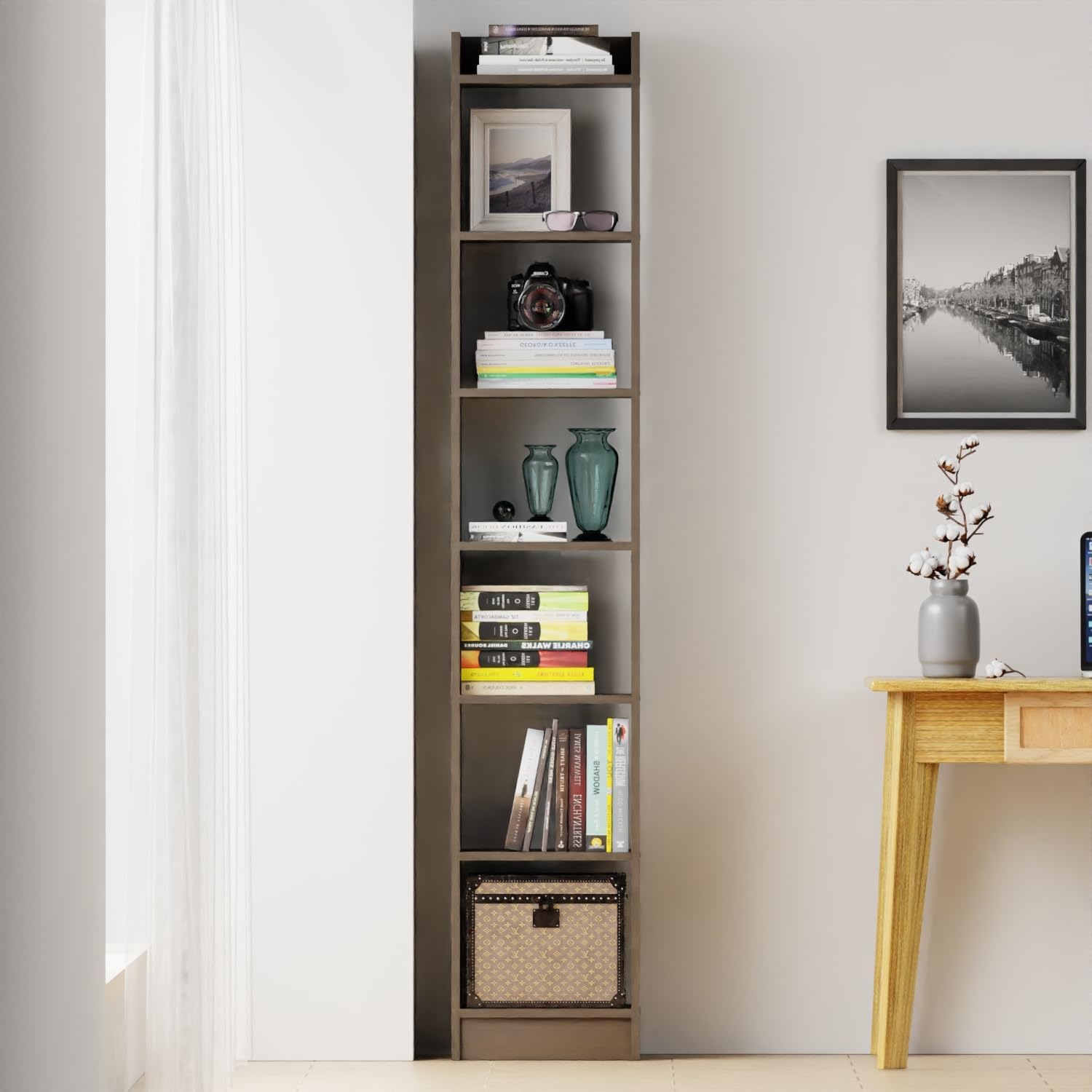OFIXO 6 Layer Engineered Wood Bookshelf Multipurpose Home Decor Storage Rack Showcase Organizer for Living Room, Kitchen, Bedroom, Office (Black) | DIY (Easy to Assemble)-image-3