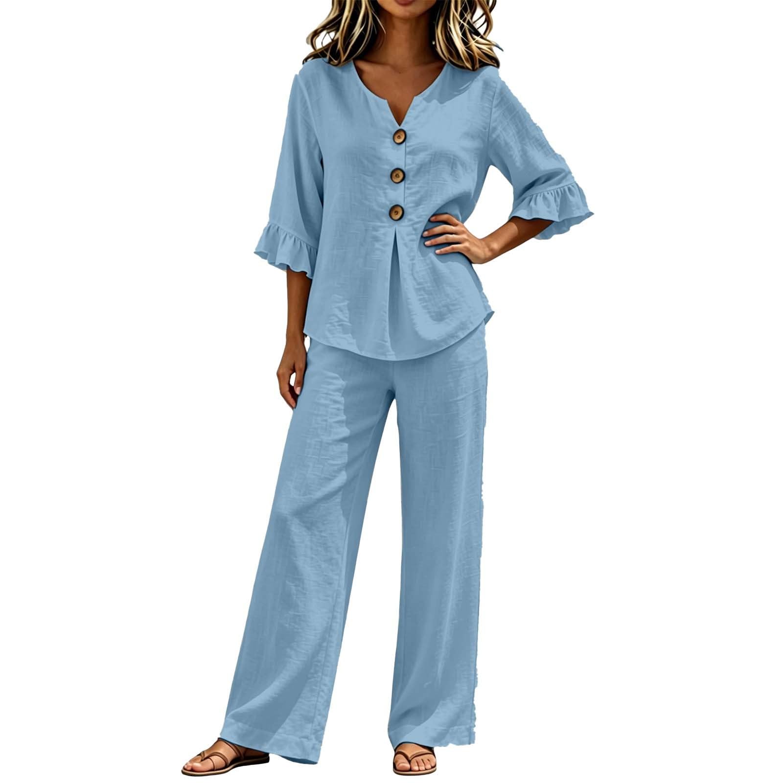 Ensemble femme chic et elegant soiree pantalon large et chemisier - 5