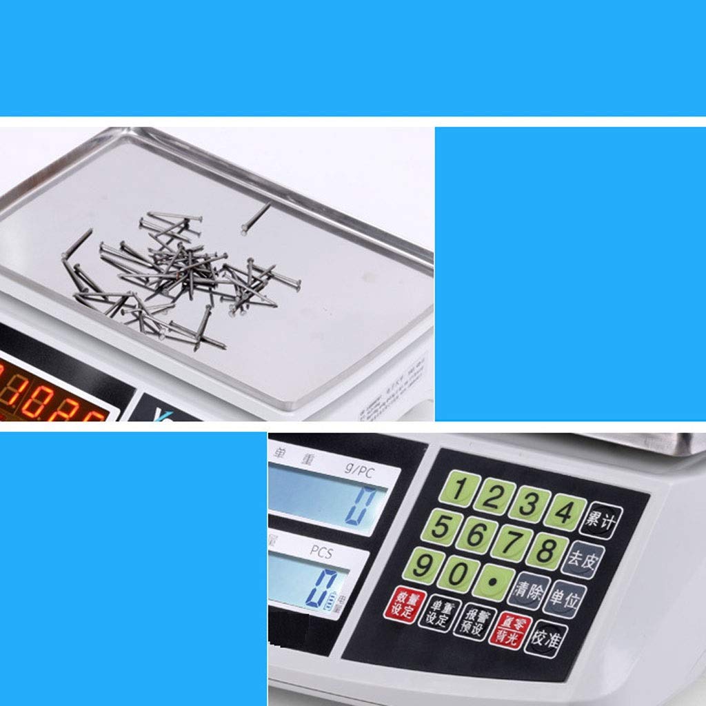 Báscula Digital electrónica de 30 kg/1 g con función de Tara y Pantalla LCD para Comercio doméstico, pesaje de Frutas, báscula Multifuncional.