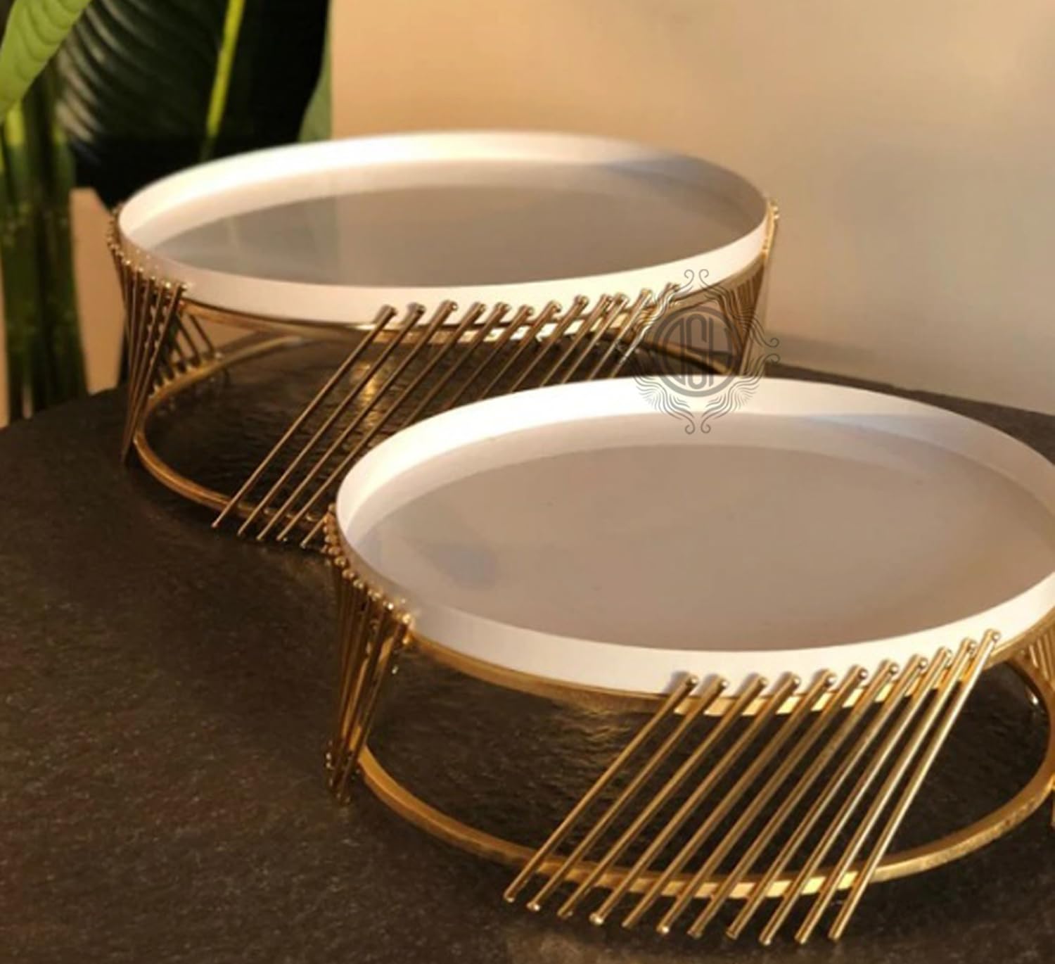 DSH Metal Cake Stand White and Gold Multipurpose Cake Server Tabletop Decorative Serving Stand Perfect for Weeding, Parties and Special Occasion (03-8K-Gwhite)