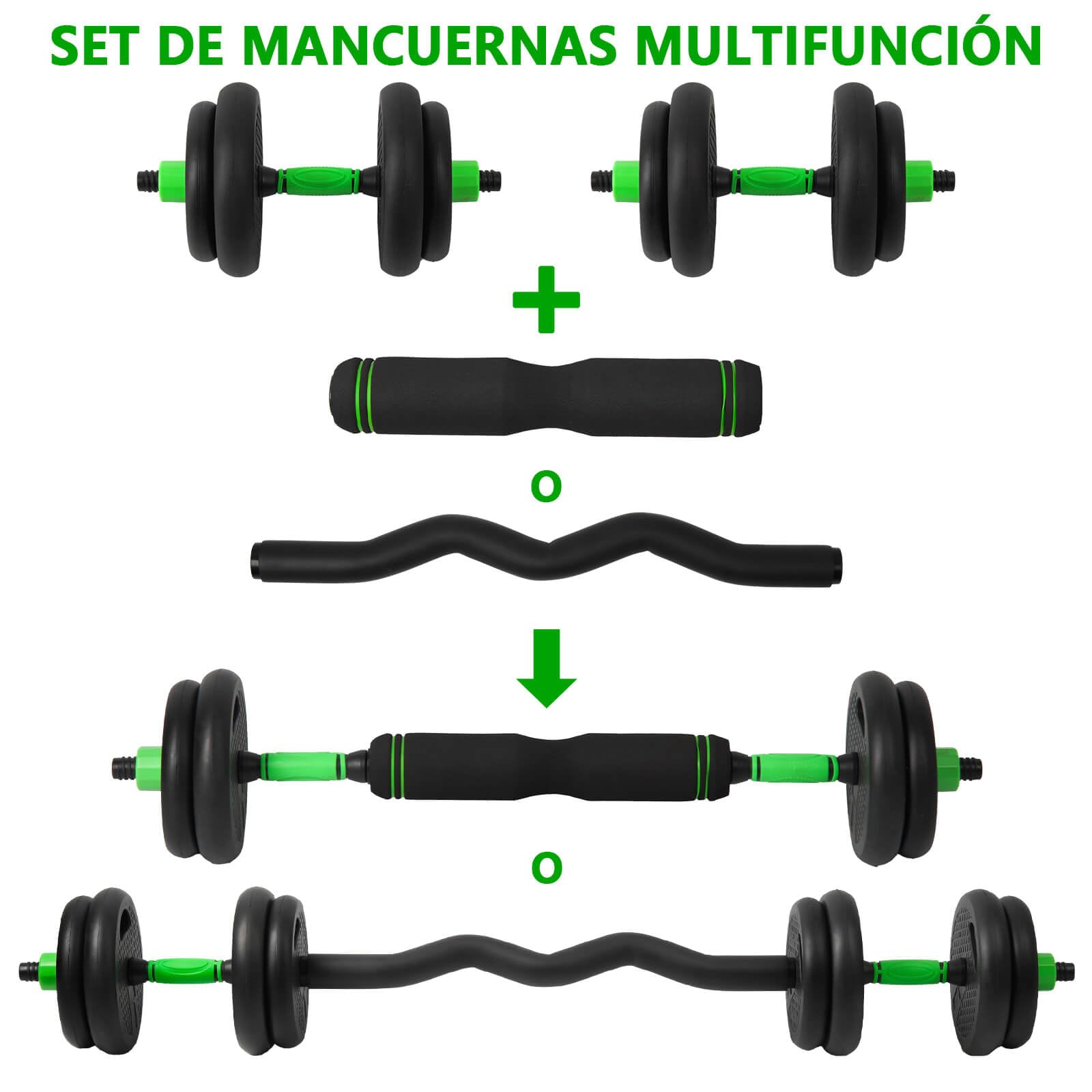 Pesas y Mancuernas Ajustables 10/15/20/30/40 KG Juego de Pesas 3en1 con Barra Recta y Curva, Mangos Antideslizantes, Kit Mancuernas para Gimnasio en Casa