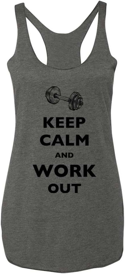 Keep Calm and Work Out - Super Soft Tri-Blend Racerback Tank