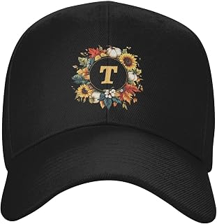 Fall Monogram Letter T Last Name Initial Classic Duckbill Caps for Stylish Sun Protection Black