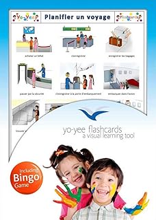 Take a Trip Flashcards in French Language - Flash Cards with Matching Bingo Game for Toddlers, Kids, Children and Adults - Size 5.83 Ã— 8.27 in - DIN A5