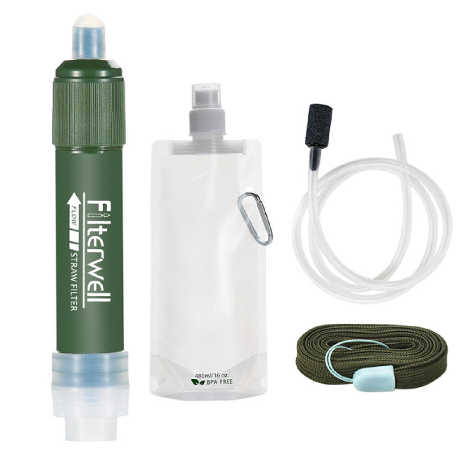 Personal Water Filter, Portable 4000L Water Filter Kit for Camping, 0.01 Micron Filter, Remove 99.9% Bacteria, Outdoor Survival Equipment