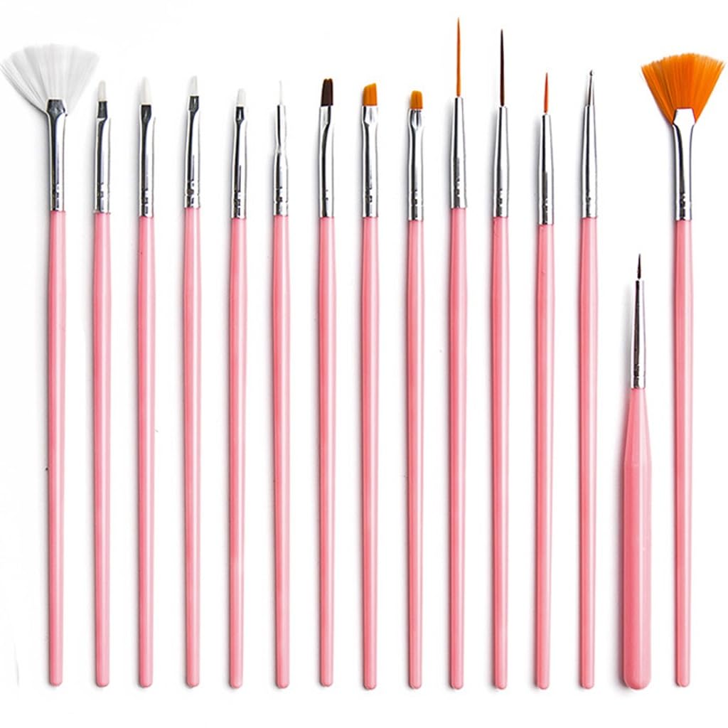 15 Pinceles para cerámica, Pinceles para Punteado, Pinceles acrílicos, Pinceles para Pintar cerámica, Pinceles para uñas.(D Light Grey)