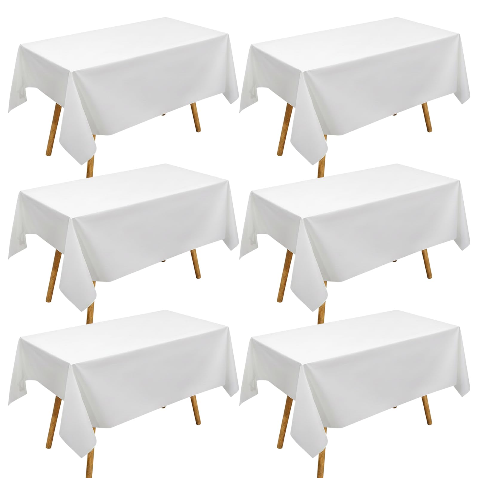 YciVhh 6 Pack White Table Cloth, White Table Cloth Party, 137x183CM Party Table Cloth Disposable for Wedding Banquet, Restaurant Buffet, Outdoor Picnic, Family Gathering