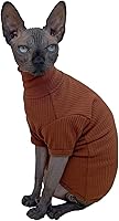 Vista 6 de Sphynx - Camisa de algodón para gatos sin pelo, cuello alto, camisetas de gatito con mangas, pijama de gato para Sphynx Cornish Rex, Devon Rex, Negro
