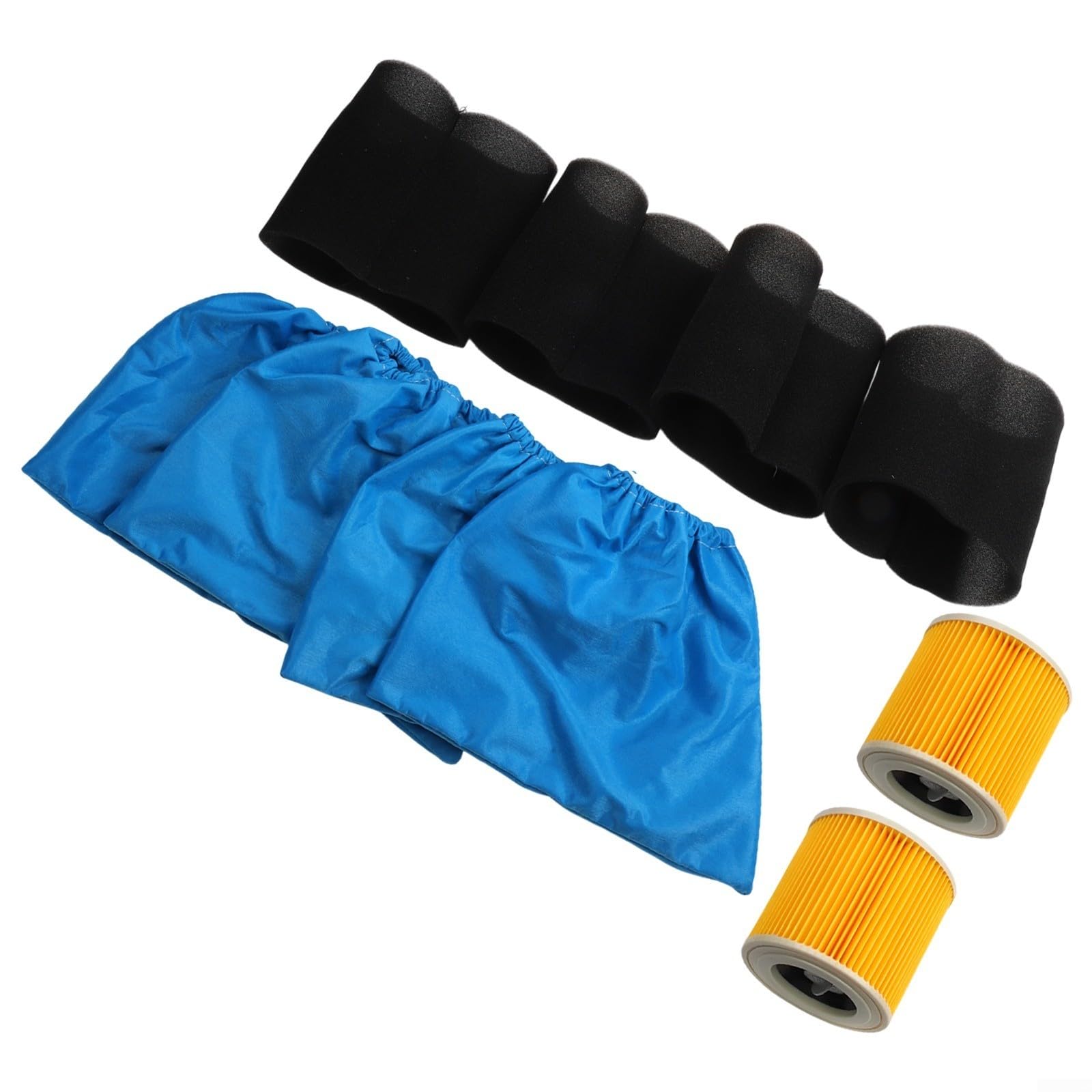 Lot de 6 filtres HEPA et sacs textiles pour Karcher MV1 MV2 WD1 WD2 WD3 Series, sacs à poussière en tissu avec couvercle moteur, filtration efficace pour le nettoyage de la maison