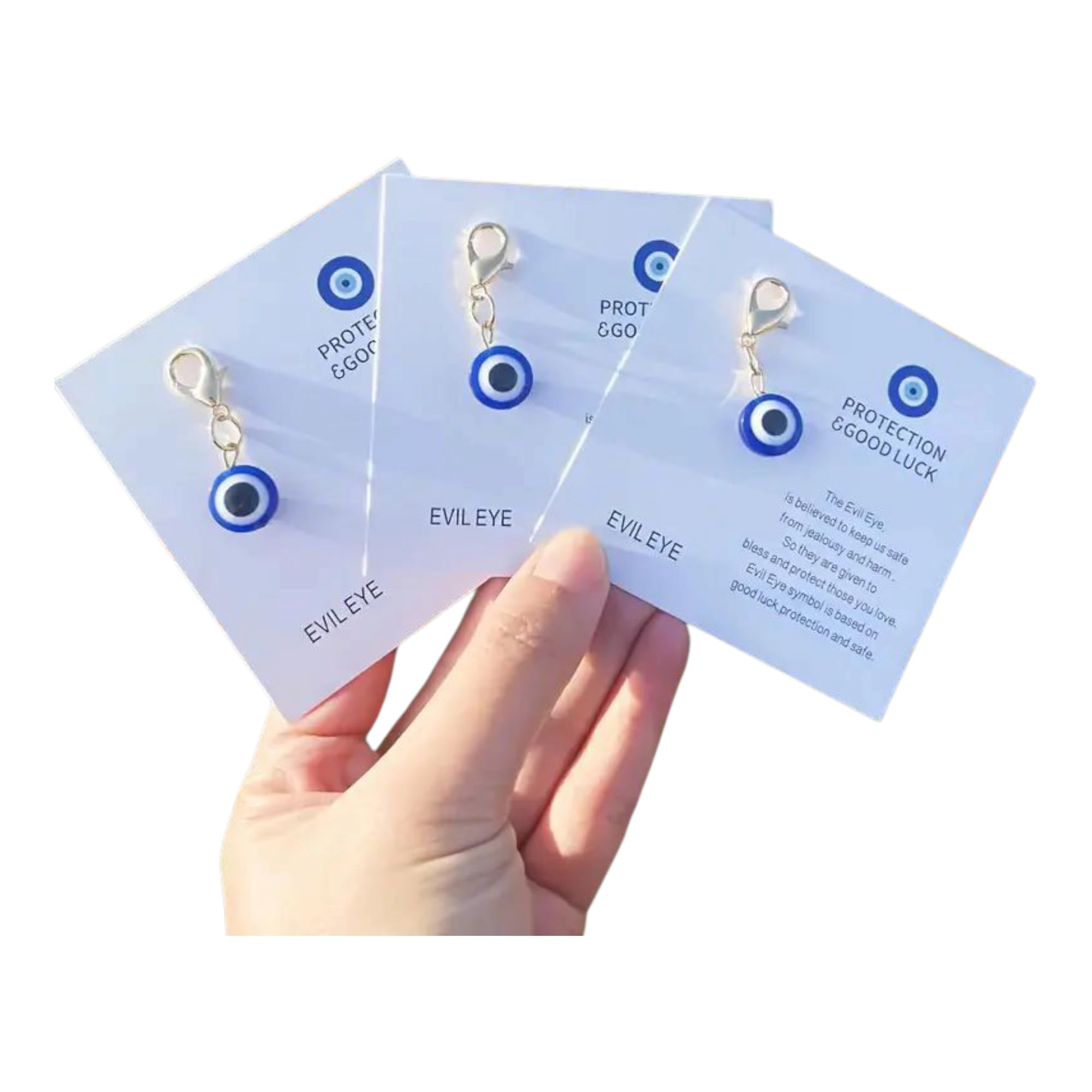Evil Eye Protection Charm Clip On Pendant Blue and White Glass Go-image-22