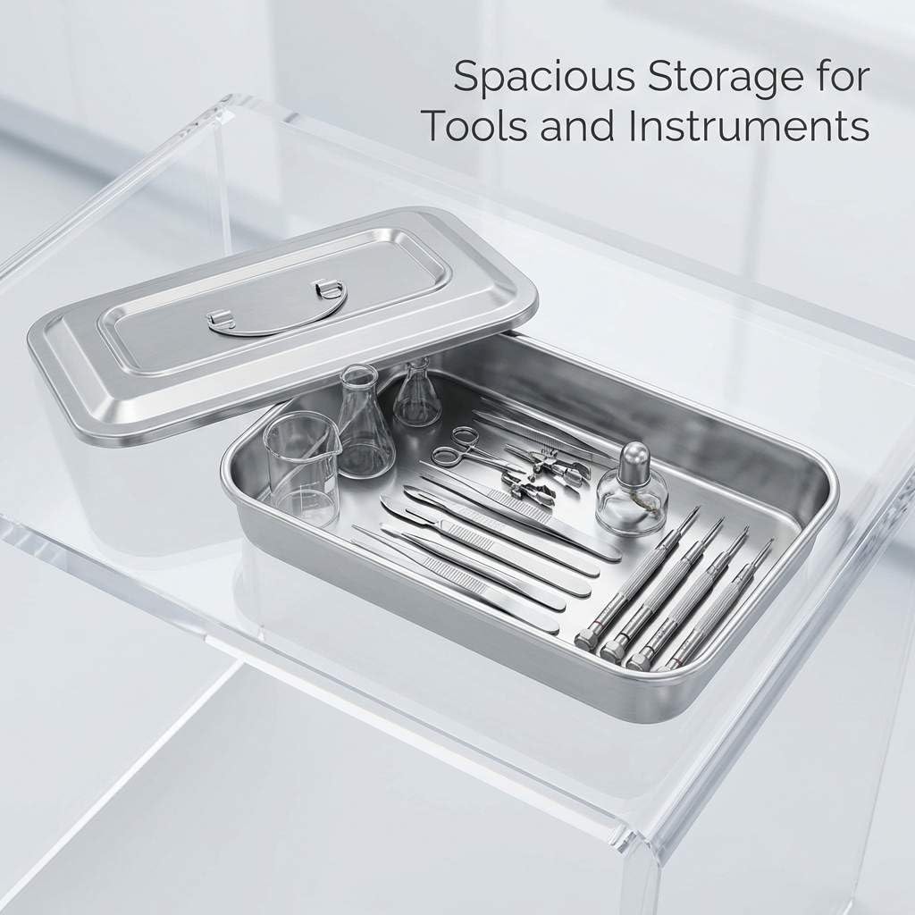 QWORK Medical Surgical Trays, 2 Pack Stainless Steel Dental Instruments Organizer Holder Sterilization Tray for Lab Instrument Supplies, 11.8" x 7.8" x 2"