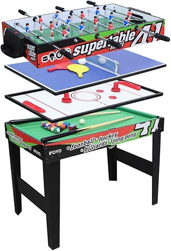IFOYO Mesa de juego combinada multifunción, mesa de billar estable 4 en 1 para niños, mesa de hockey, mesa de fútbol de fútbol, mesa de tenis de