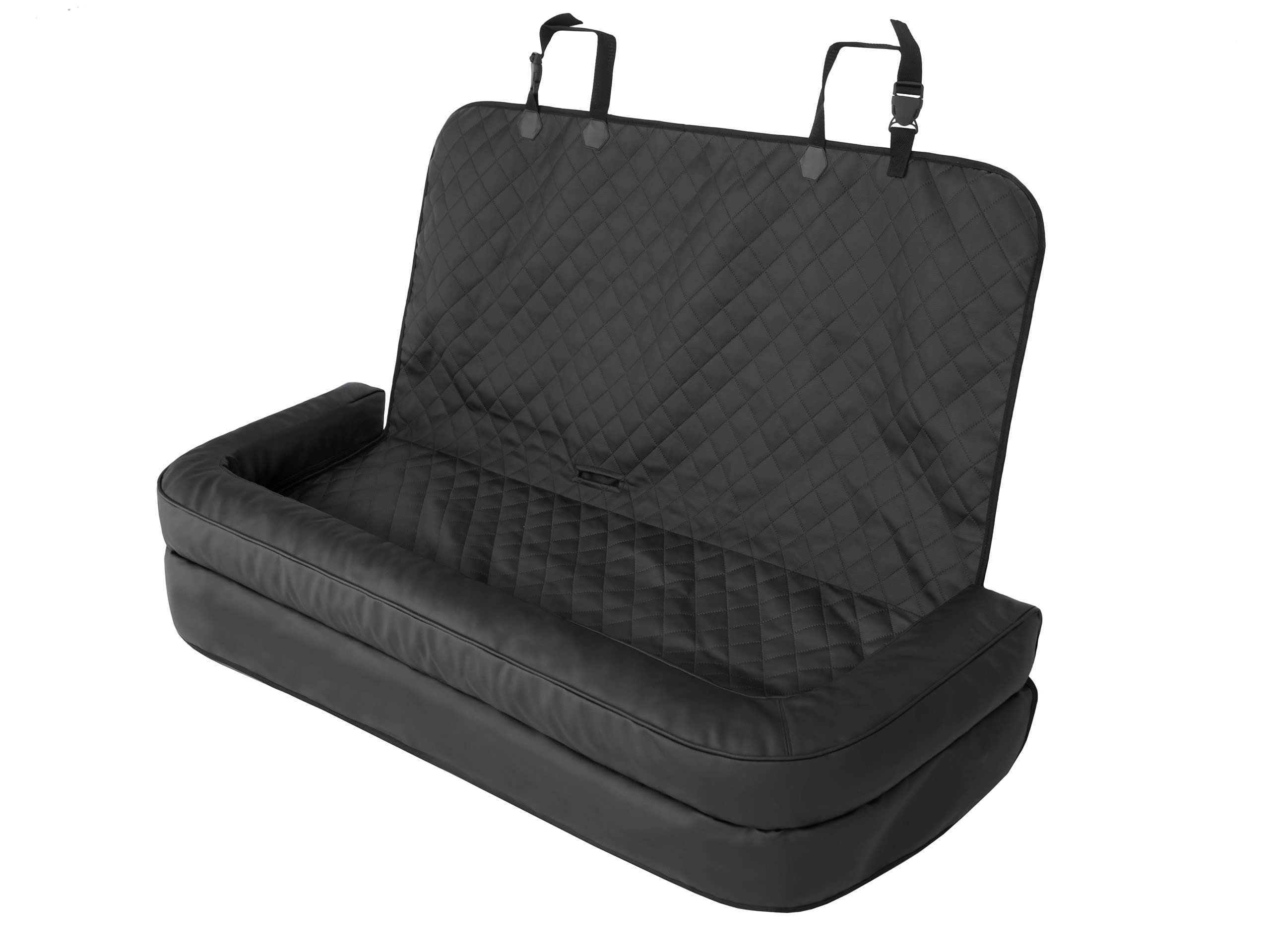 PillowPrim Dog Car Seat, Black, 133 x 45 x 11 cm, Small Dogs & Cats, Adjustable Strap, Model BACK