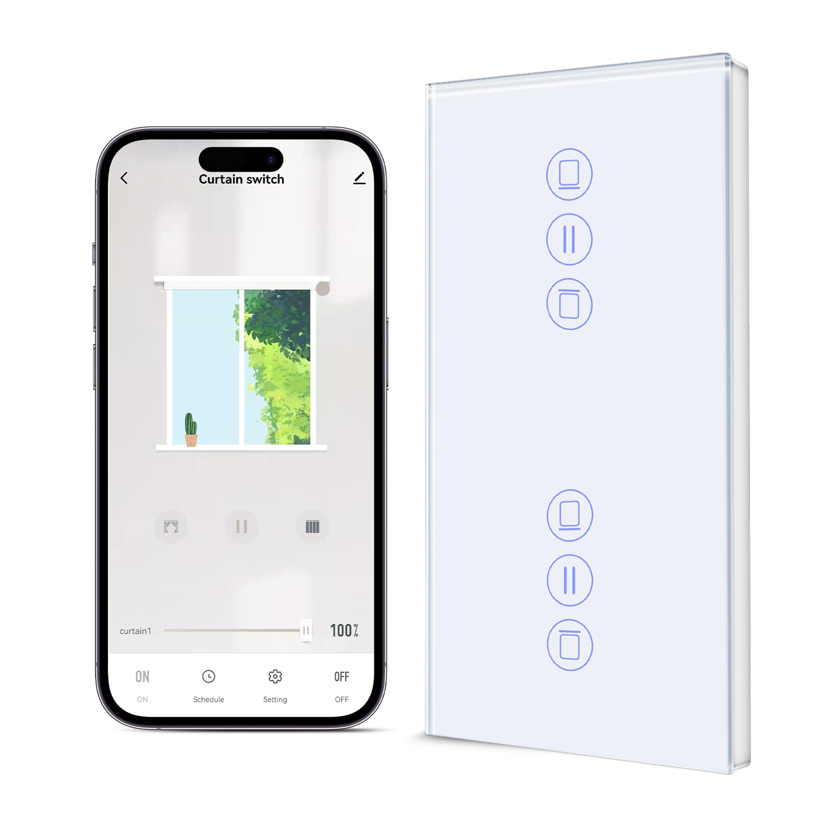 BSEED Interruptor de persiana doble WiFi de 2 vías, control de persianas para persianas, compatible con Smart Life, aplicación Tuya, Alexa y Google Home, color blanco