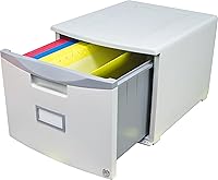 Vista 20 de Storex Archivador de plástico con un cajón, organizador de documentos con bloqueo para el hogar y la oficina, gris, paquete de 1 (61261A01C)