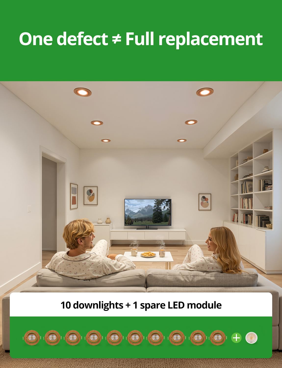 HOMEOW Reflektor Led do montażu z możliwością ściemniania IP44 Łazienka Reflektor obrotowy Drewno, dodatkowe płaskie reflektory sufitowe do wnętrz Otwór 72 mm - 80 mm do kuchni Ciepły/Neutralny/Zimny
