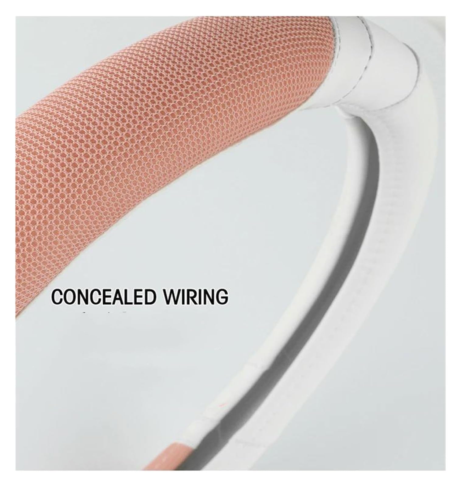 Volantes Cubiertas para Volante Coche Seda Helada 38cm + Cuero para Seat para Ibiza para Exeo para Ateca para Altea para Turedo Funda Volante(White Pink D)