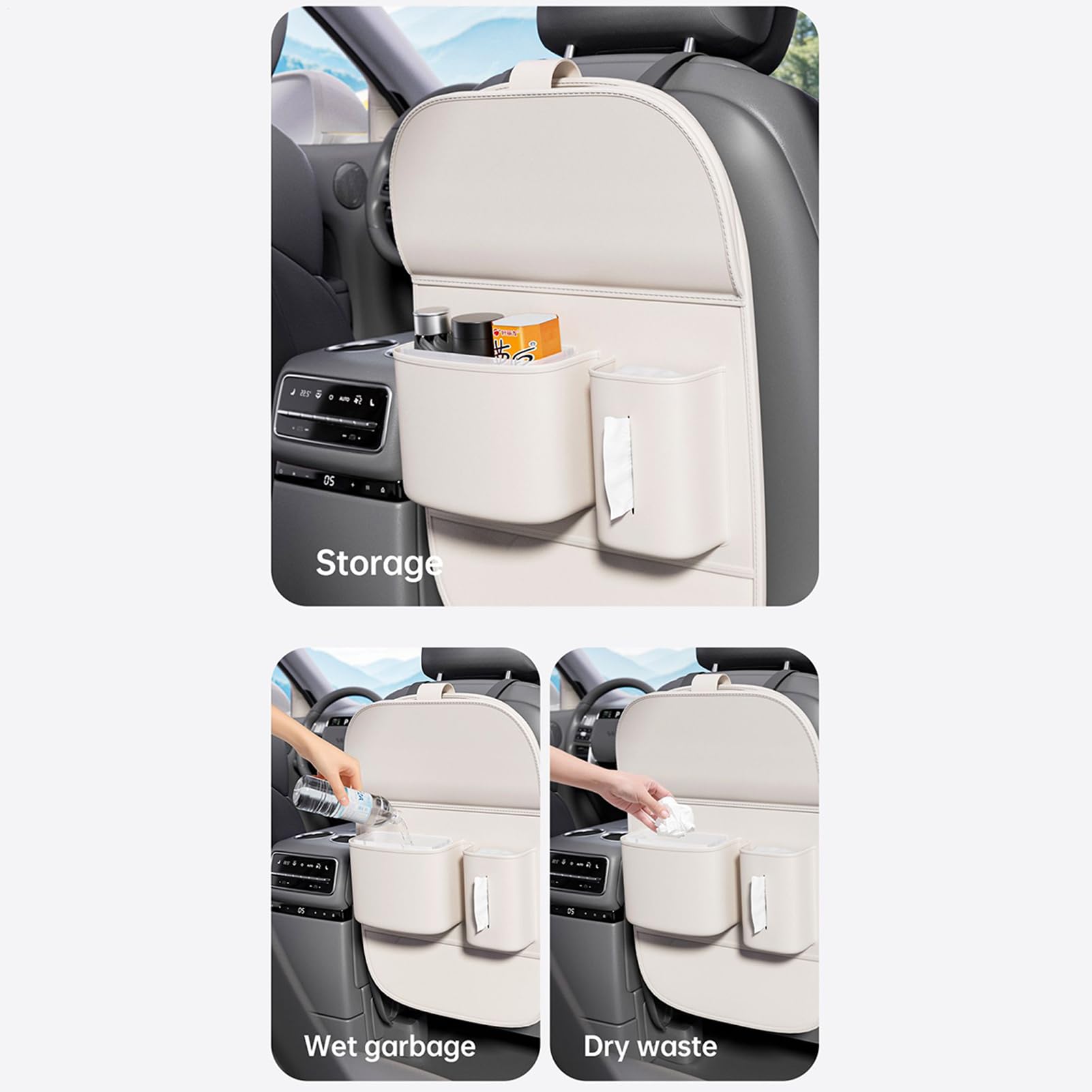 Organizzatore per Sedile Posteriore Auto Portafazzoletti in Pelle PU per | Organizzatore Multifunzionale Per Schienale Auto per Furgone Camion SUV Veicolo Bambini Viaggio Strada