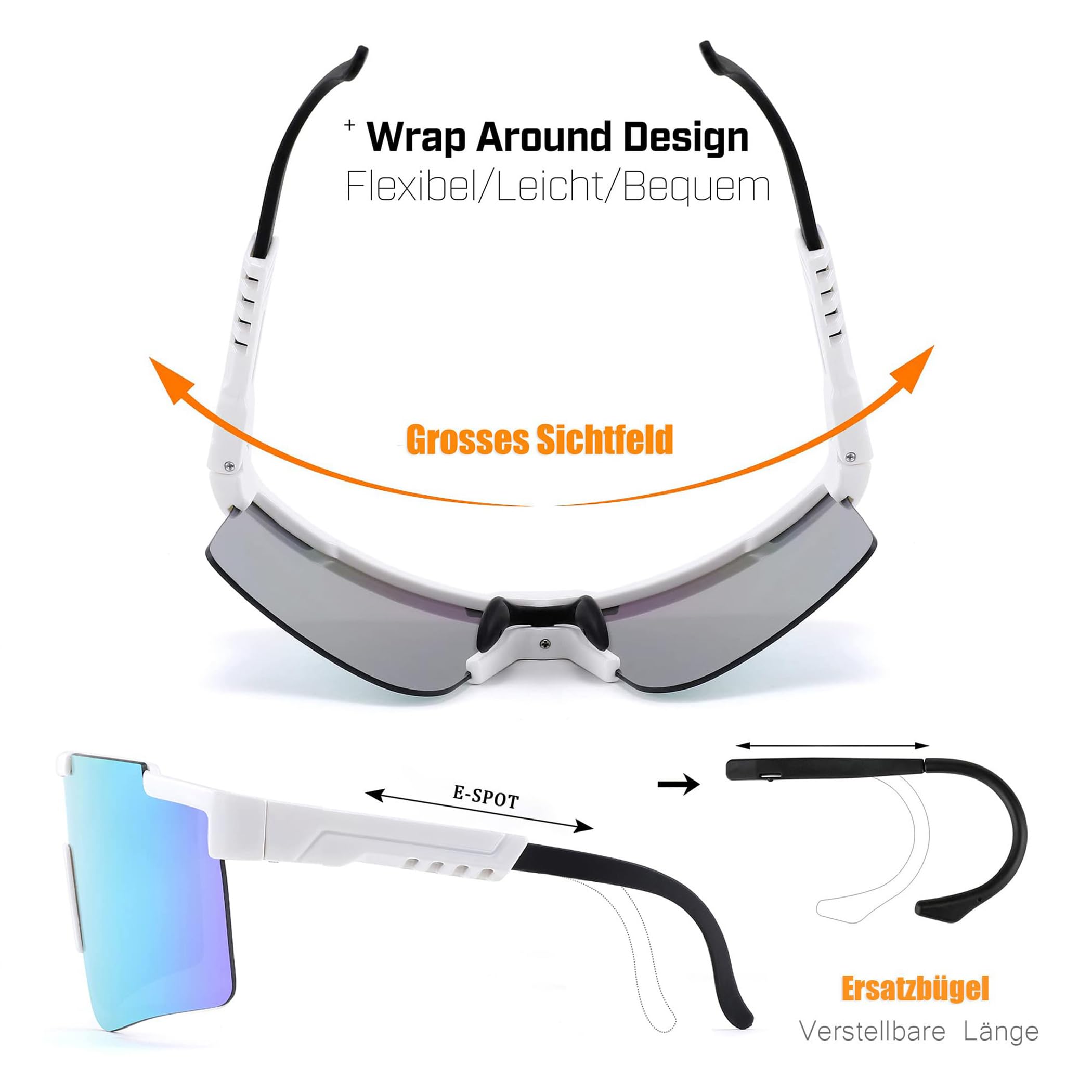 FEISEDY Sport Sonnenbrille Herren Fahrradbrille für Damen Sportbrille UV400 Schutz Radsportbrillen für Outdooraktivitäten B2837