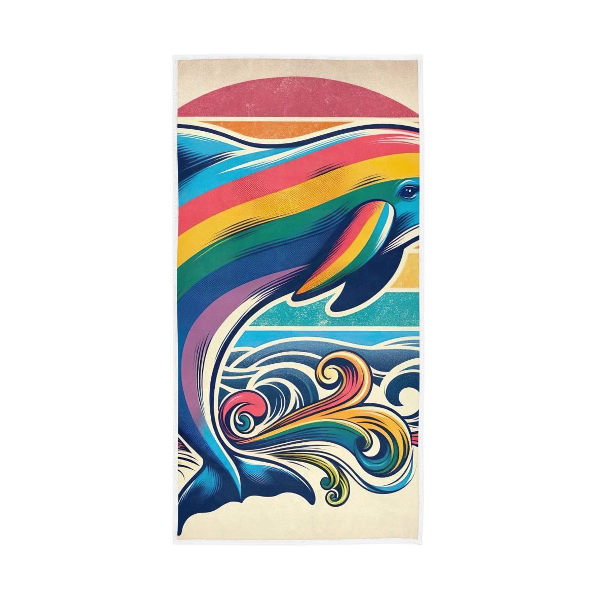 LSRCPD Rainbow Dauphin Hand Towel, Decorative Hand Towels for Bathroom 15 x 30 Inches