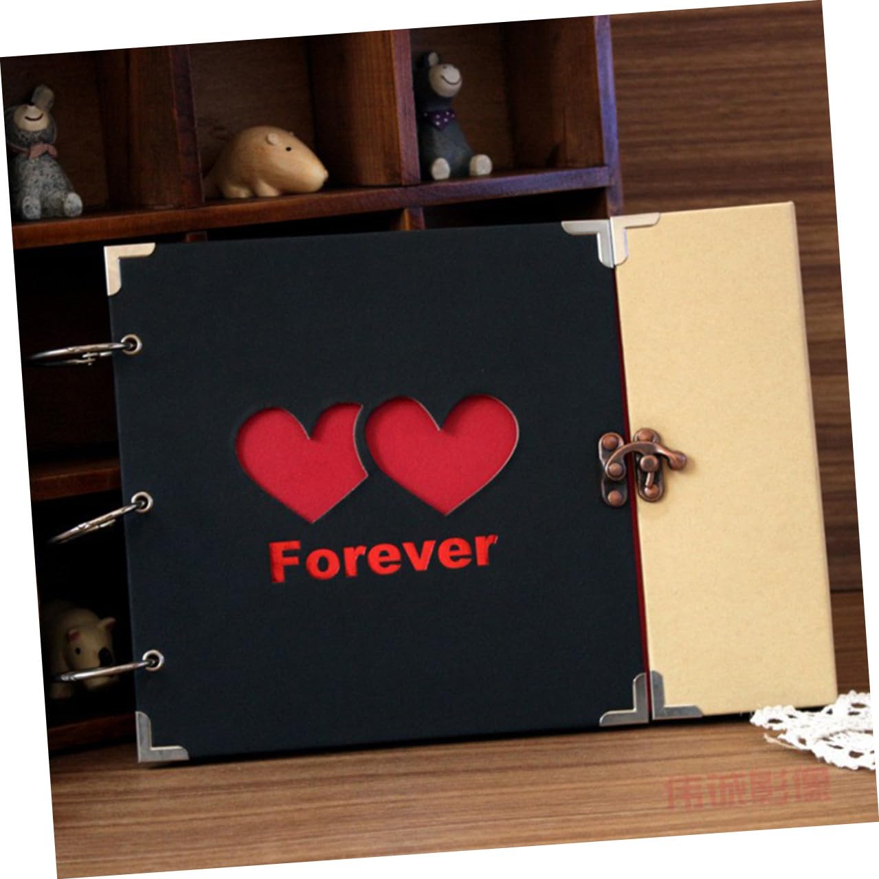 NOLITOY 10 Zoll Selbstgemacht Scrapbook Fotoalbum aus Eisen Herzmotiv Design Loses Erinnerungsalbum zum Selbstgestalten Geschenk für Jubiläum und Valentinstag
