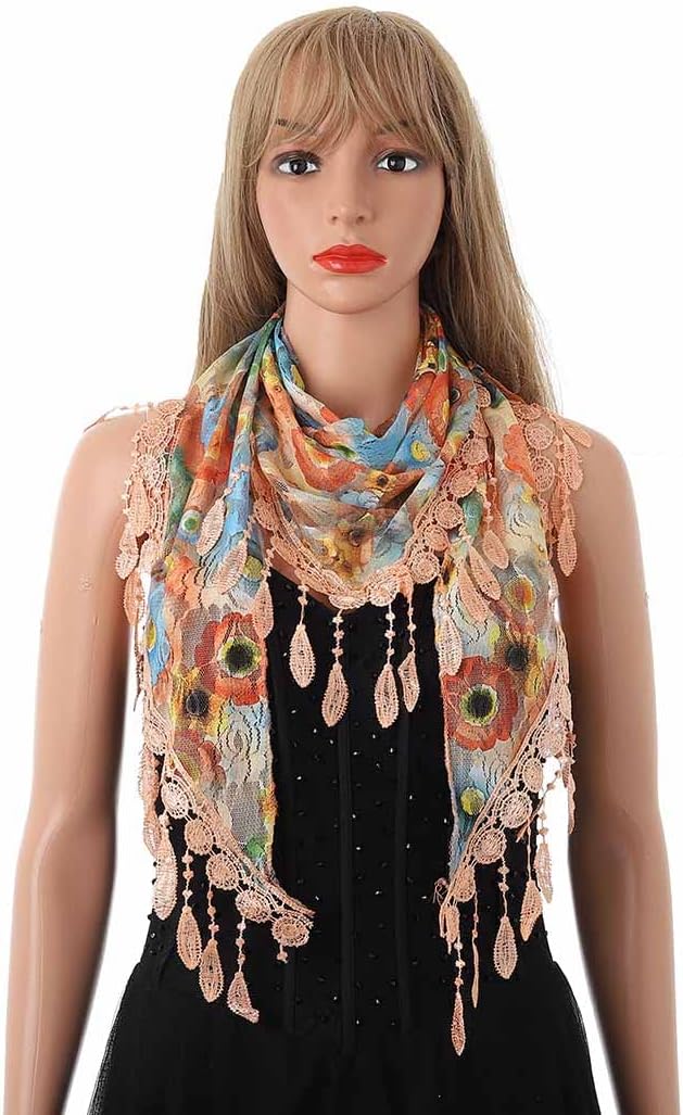 Lace Floral Church Veils Wedding Triangle Tulle Head Covering Tassel Mass Wrap Chapel Mantilla Veil for Women - Image 5