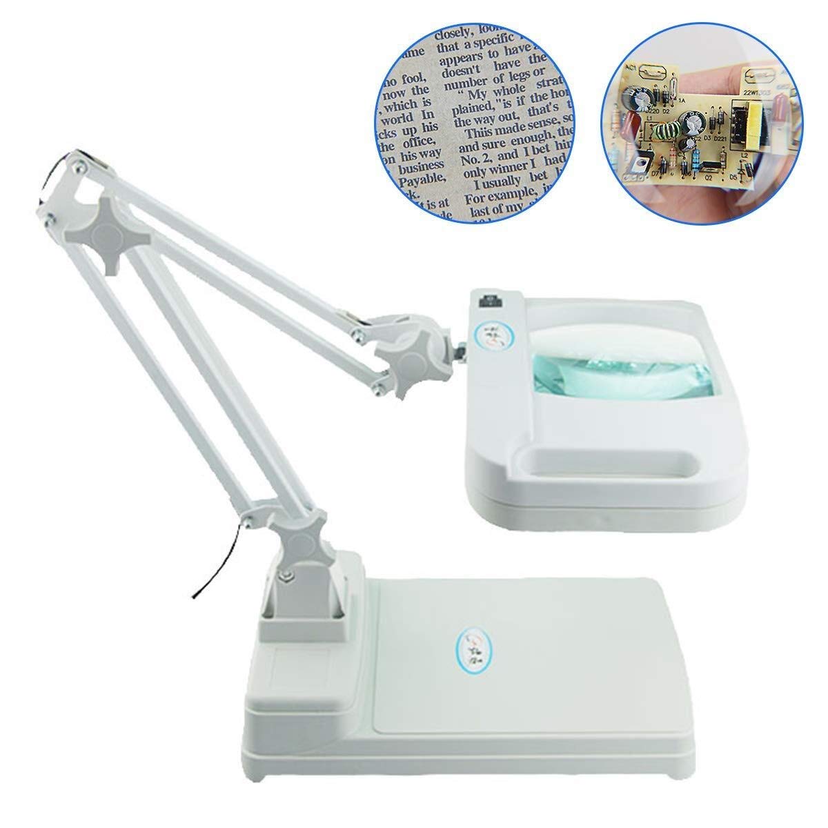 Lupa 3X/10X con Lámpara Led De 54 Led, Lente De Luz Diurna Brillante – Lupa Multiusos con Brazo Flexible Ajustable En Altura para Escritorio.