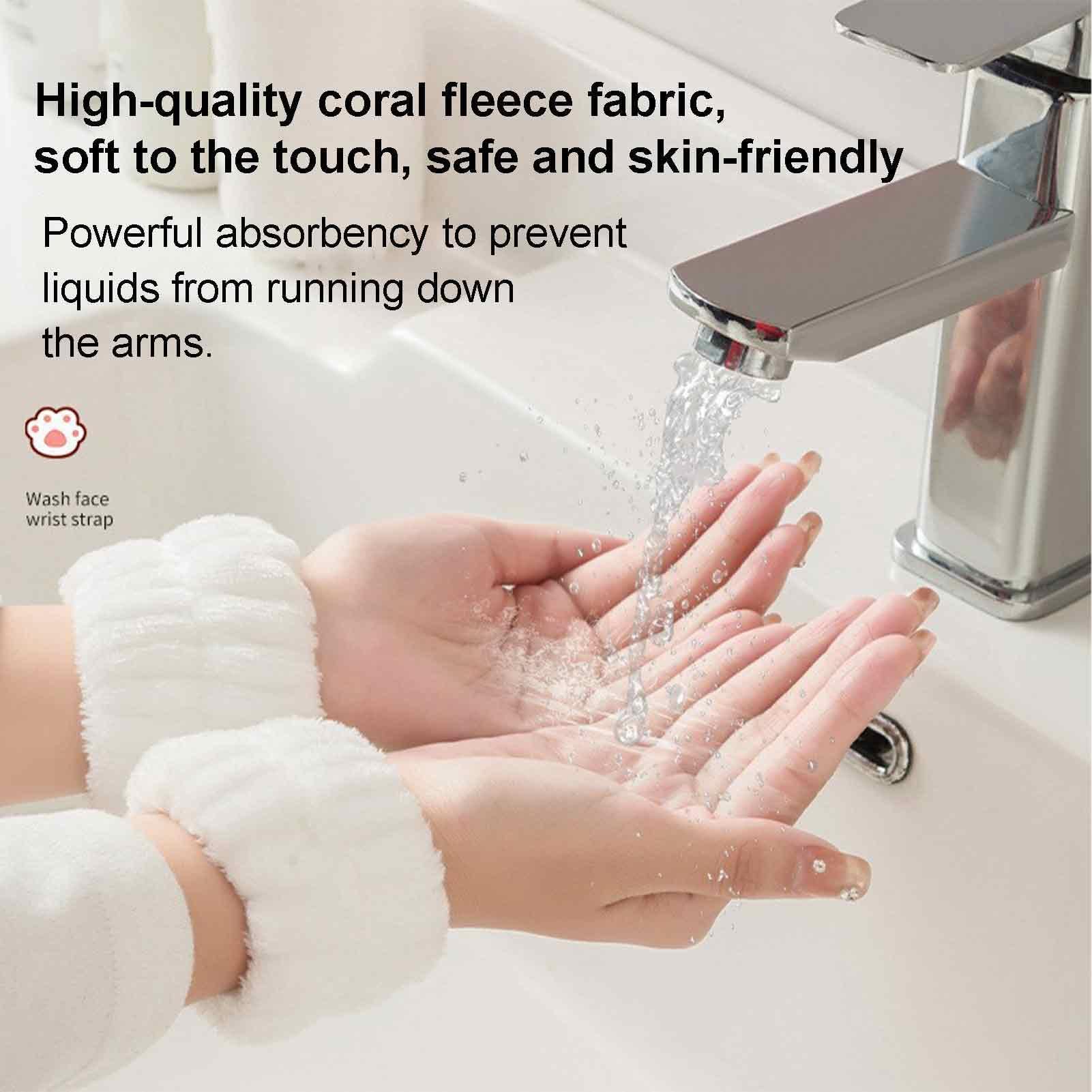 Muñequeras faciales - 4 Piezas de Diademas faciales absorbentes, muñequeras de Limpieza de Microfibra | Gomas para muñecas para prevenir derrames de líquidos