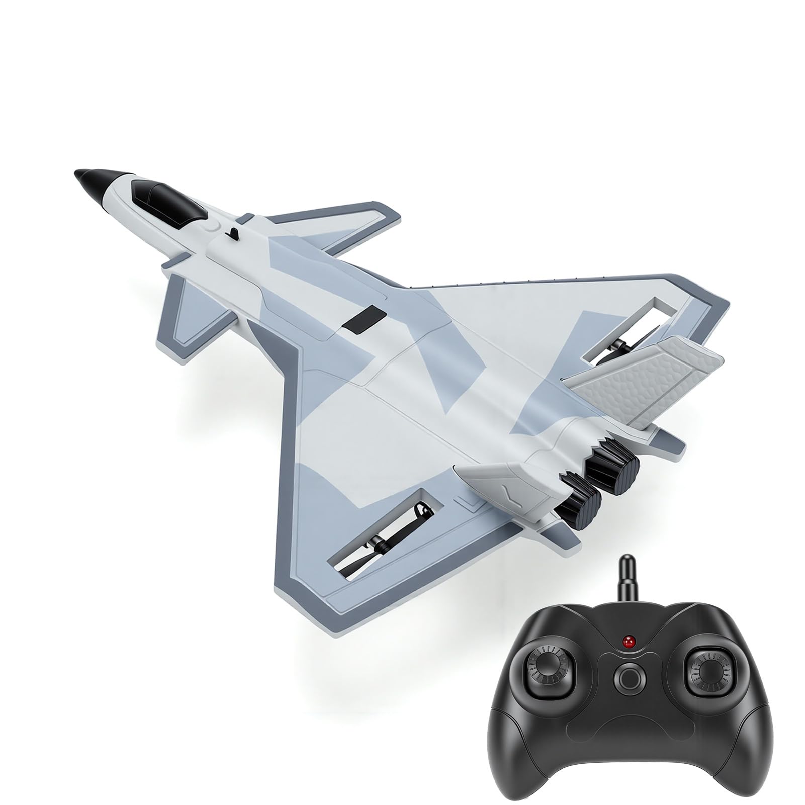 Avión RC Avión RC Controlado por Radio 2.4G 2 Canales EPP J20 Fighter Jet Toy Gyro de 3 Ejes Propulsión Trasera Doble con Baterías para Principiantes