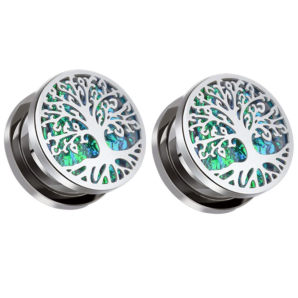 LSTGJ Oorsteker-roestvrij stalen schroef oorplugs dubbele uitlopende oor- vleestunnel expanders piercing voor vrouwen-man geschenk (hoofdsteen kleur: 8 mm, metaalkleur: staal