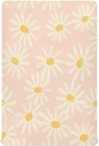 Sábana bajera ajustable para cuna para niños y niñas con patrón de margaritas para colchones estándar de cuna y cama infantil acogedora suave y