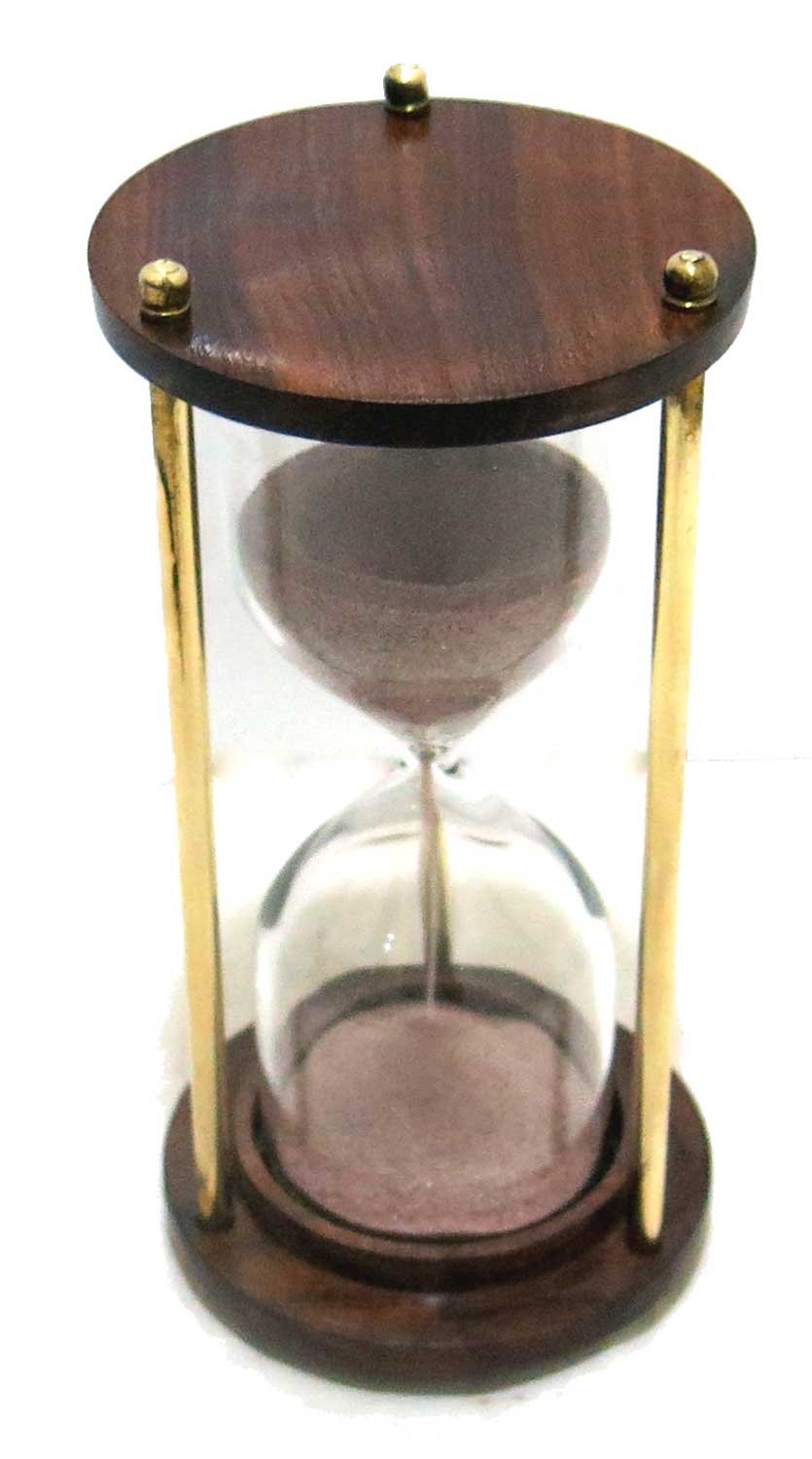 Ages Behind Wooden Base Timer Hourglass Sand Clock Showpiece for Home (6'')