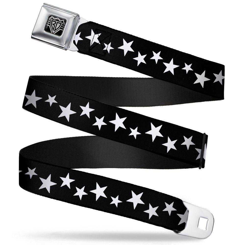Buckle-Down Unisex-Adult's Seatbelt Belt Stars Regular, Multi Black/White, 1.5