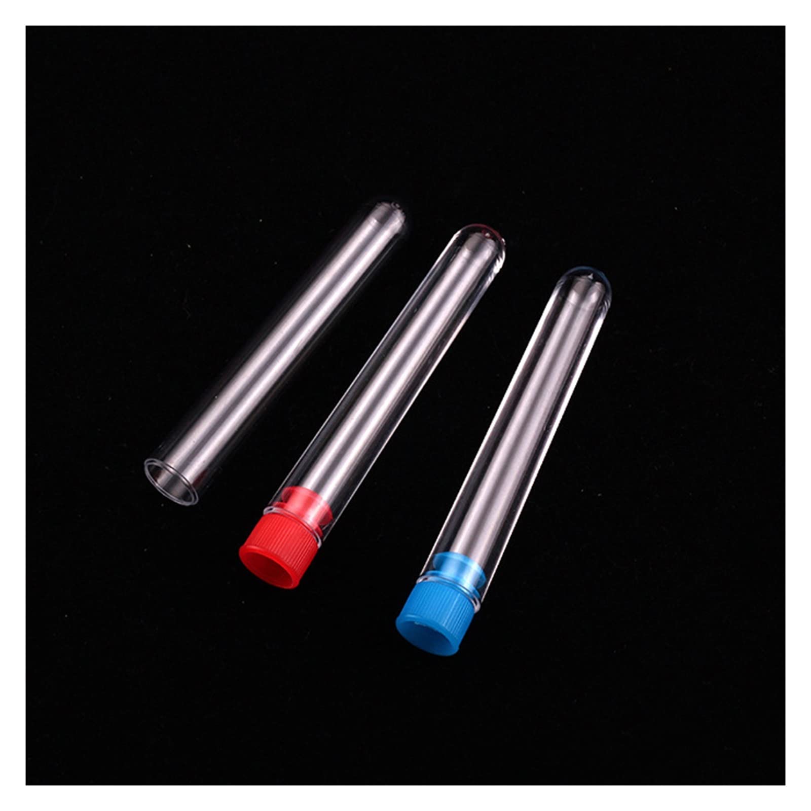 MENGKE 100 Pezzi/lottp 12 * 100 15 * 100mm 15 * 150mm Provette Di Plastica Con Tappo Provetta Di Plastica Dura Trasparente Con Tappi(15x150mm)