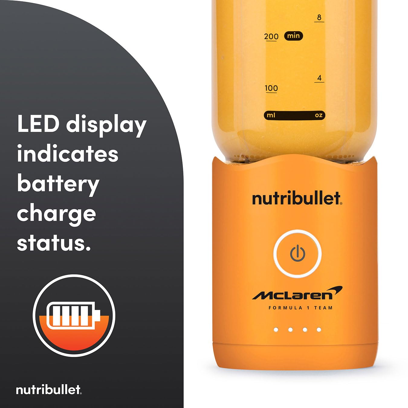 nutribullet Flex - Licuadora portátil en colaboración con McLaren Formula 1 Team & Mastercard - Naranja papaya - 600 ml de alta capacidad - Licuadora de viaje compacta con cuchillas desmontables e
