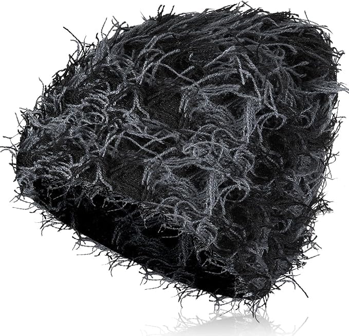 Distressed Knitted Beanie, Fuzzy Y2k Accessories Unisex Winter Hat Streetwear Hip Hop Cap Trendy Clothing, Winter Caps for Men and Women Beanie Hat-image-26