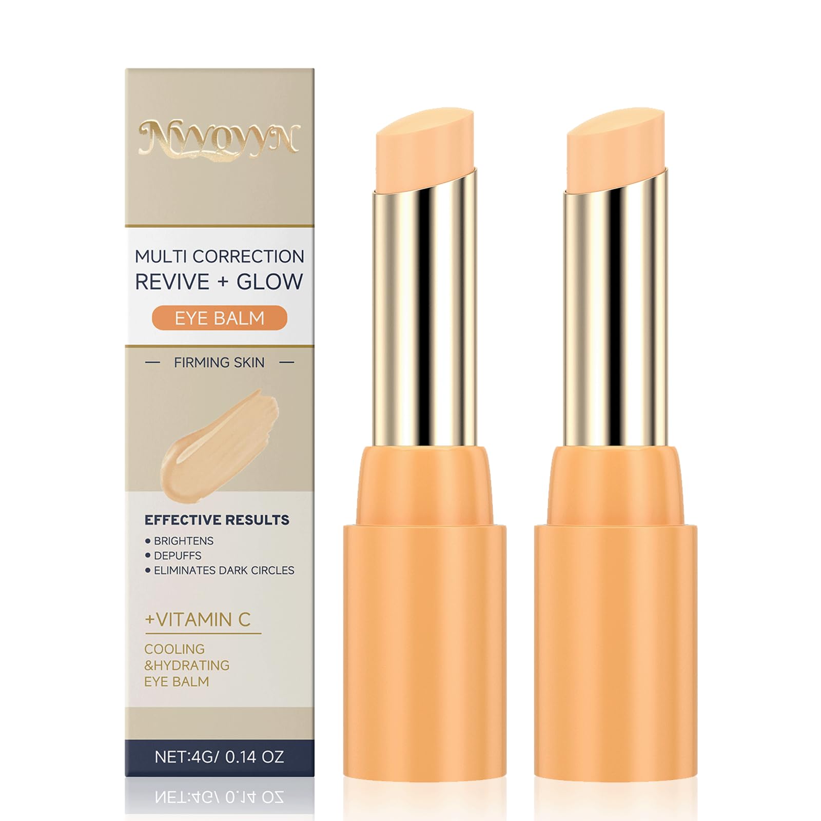 Revive + Glow Vitamin C Eye Balm,Hydrating Eye Cream,Improve Dark Circles,Refreshing and Non-Sticky (2 Pcs)