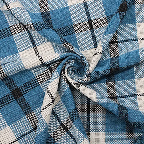 DESHOME Miami Tissu au mètre Motif tartan écossais Tissu pour tapissier canapés, fauteuils, fauteuils, chaises (1 mètre) Bleu 016