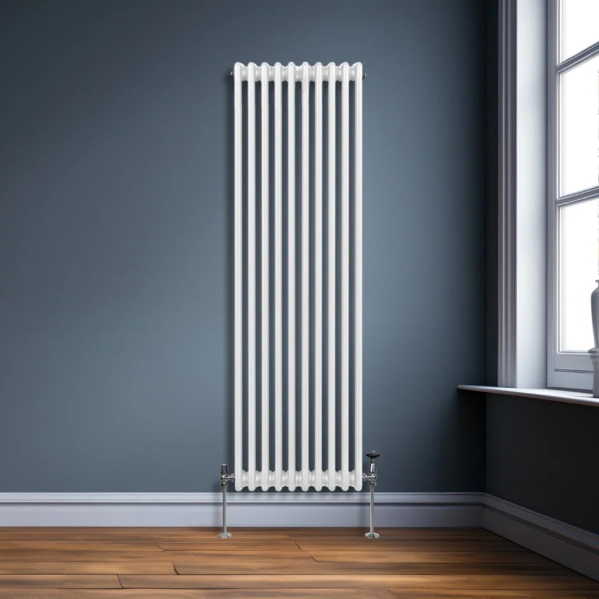 Tradycyjny grzejnik 3-kolumnowy 1800 mm x 472 mm nowoczesny grzejnik centralny z połyskiem biały stal węglowa pionowy montowany na ścianie kuchnia salon łazienka szczotka do czyszczenia zestaw