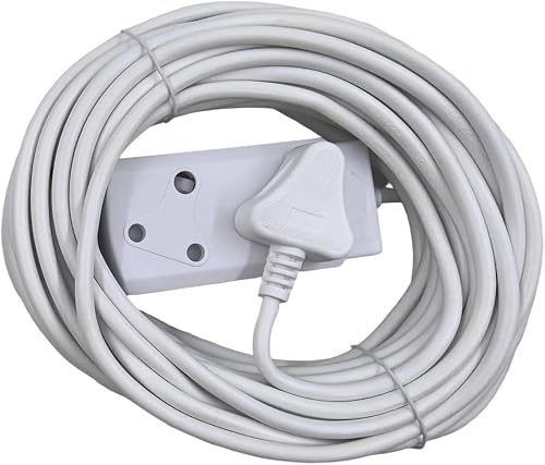 Heavy-Duty Indoor Extension Cord with Dual Outlet Coupler, 250V, Multi-Core Copper Wiring, PVC Insulated, White (3M)