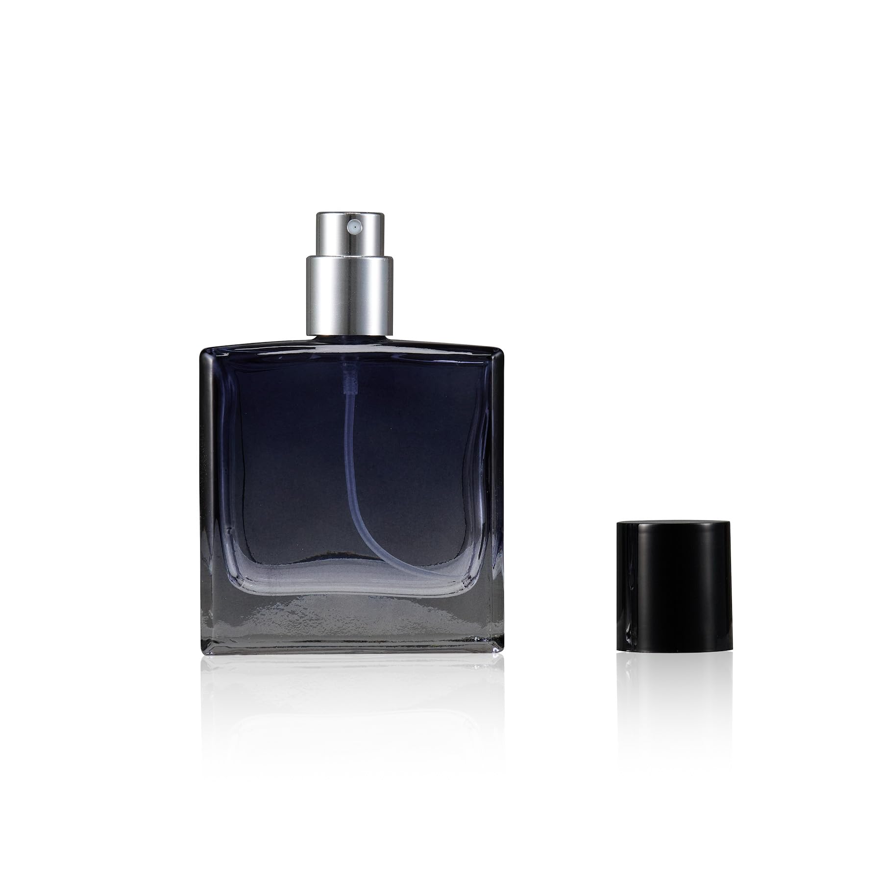 50ml Gradient Blue Glass Perfume Atomizer - Portable Fine Mist Spray Bottle for Travel, Refillable Perfume Dispenser (1.7 oz) 1pc Funnel Filler +1PC 3ml dropper +1pc gift bag