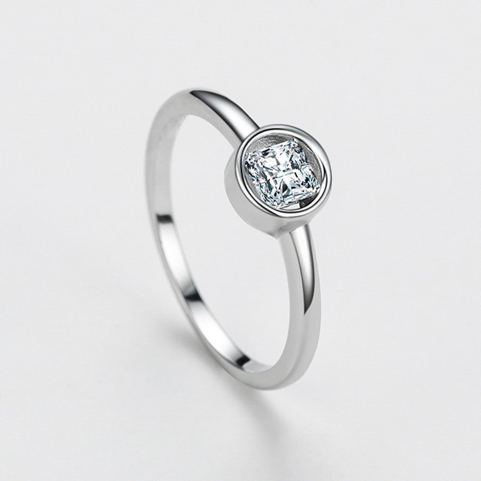 Circle Best pierścionek zaręczynowy dla kobiet z diamentem, pierścionki jubileuszowe dla kobiet, platyna, PT950 i 9K/14K/18K białe złoto, rozmiar H 1/2-V 1/2