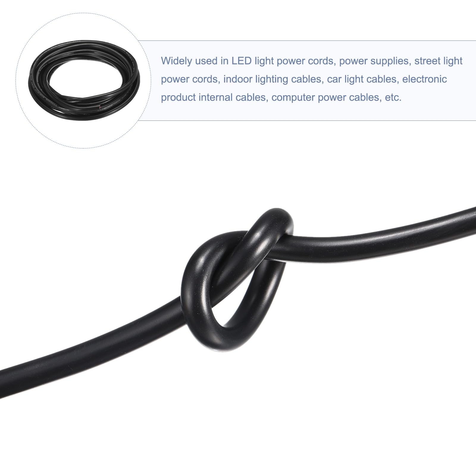 sourcing map Cable Eléctrico de Calibre 12 de 2 Conductores y 16.4 Pies