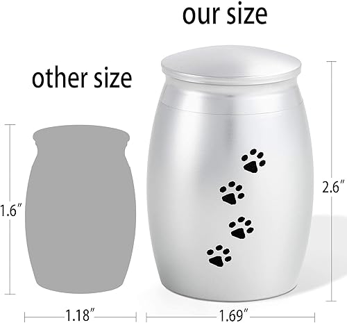 Miniatura 2 de LINES ARTE Urnas pequeñas para mascotas de 2.67 pulgadas para cenizas de perro, urna pequeña para cenizas de perros o gatos, mini recuerdo plateado
